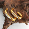 Wholesale 316L Stainless Steel Goldplated Ushape Imitation Pearl Inlaid Women's Retro Style Earrings