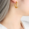Wholesale 316L Stainless Steel Goldplated Ushape Imitation Pearl Inlaid Women's Retro Style Earrings