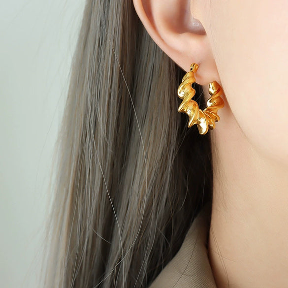 Wholesale 316L Stainless Steel Goldplated Ushape Personality Earrings