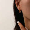 Wholesale Titanium Steel Halfopen Small C Geometric Twisted Earrings With Vacuum Electroplating In Furnace Unisex Design