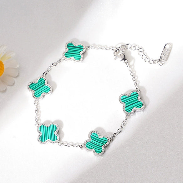 Wholesale Titanium Steel Handmade Fourleaf Clover And Flower Style Women's Jewelry Necklace Earrings Bracelet
