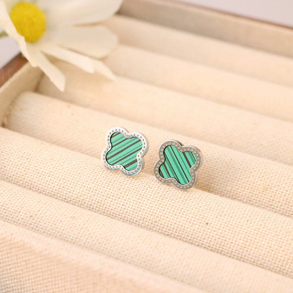 Wholesale Titanium Steel Handmade Fourleaf Clover And Flower Style Women's Jewelry Necklace Earrings Bracelet