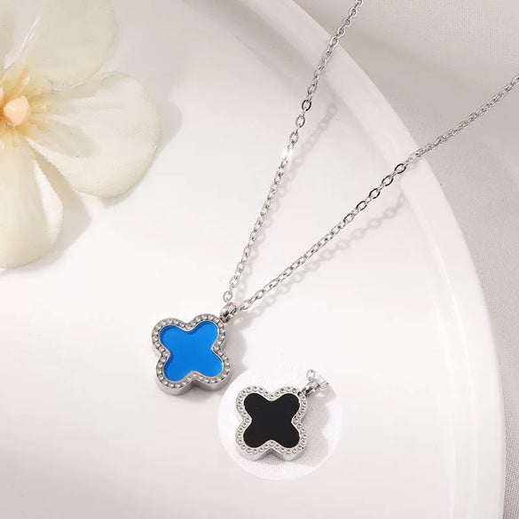 Wholesale Titanium Steel Handmade Fourleaf Clover And Flower Style Women's Jewelry Necklace Earrings Bracelet