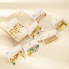 Wholesale Titanium Steel Heart Bow Zircon Earrings Set With Electroplating For Women In Simple Geometric Style