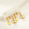 Wholesale Titanium Steel Heart Bow Zircon Earrings Set With Electroplating For Women In Simple Geometric Style