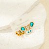 Wholesale Titanium Steel Heart Bow Zircon Earrings Set With Electroplating For Women In Simple Geometric Style