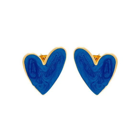 Wholesale Titanium Steel Heart Cshaped Light Luxury Earrings With Diamond Oil Painting Pattern And Electroplating Process For Women