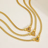 Wholesale Titanium Steel Heart Drop Shape Cuban Chain Necklace With 18K Real Gold Electroplated Light Luxury Hip Hop Style