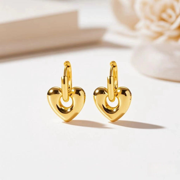 Wholesale Titanium Steel Heart Geometric Earrings For Women With Electroplating Processing