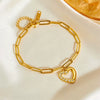 Wholesale Titanium Steel Heart Geometric Minimalist Women's Bracelet With Diamond