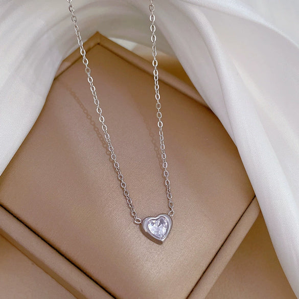 Wholesale Titanium Steel Heart Geometric Style Electroplated Necklace