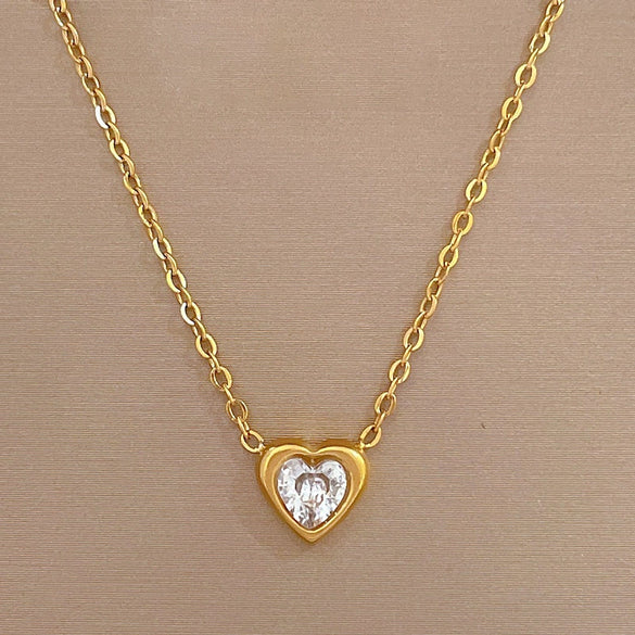 Wholesale Titanium Steel Heart Geometric Style Electroplated Necklace