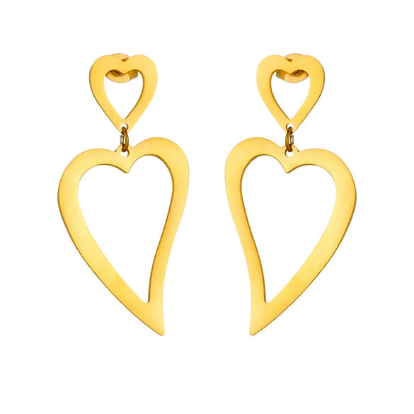 Wholesale Titanium Steel Heart Pattern Gold Plated Electroplated Women's Pendant Earrings