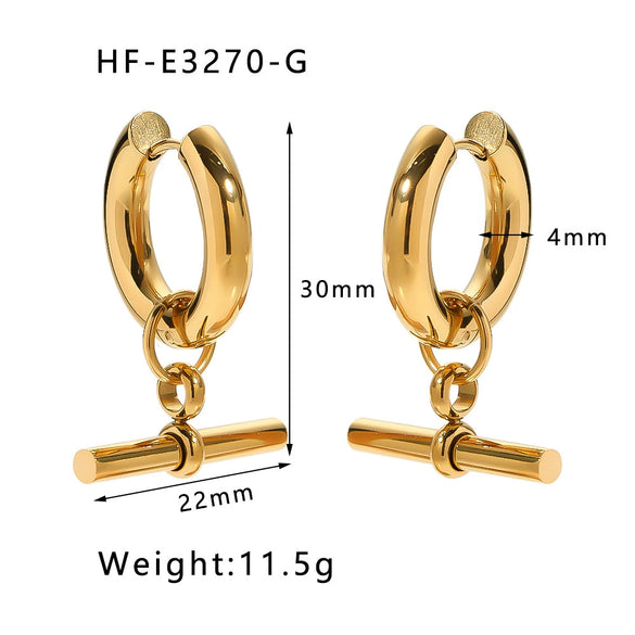 Wholesale Titanium Steel Heart Pendant Earrings With 18K Gold Plated Electroplating Exaggerated And High Sense Temperament Ins Fashion