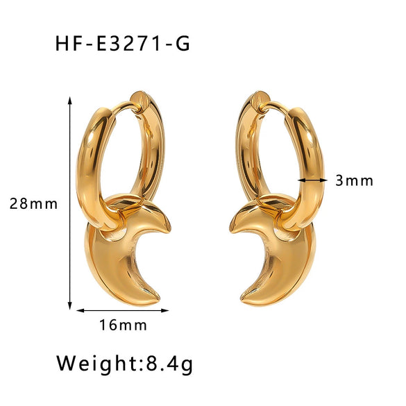 Wholesale Titanium Steel Heart Pendant Earrings With 18K Gold Plated Electroplating Exaggerated And High Sense Temperament Ins Fashion