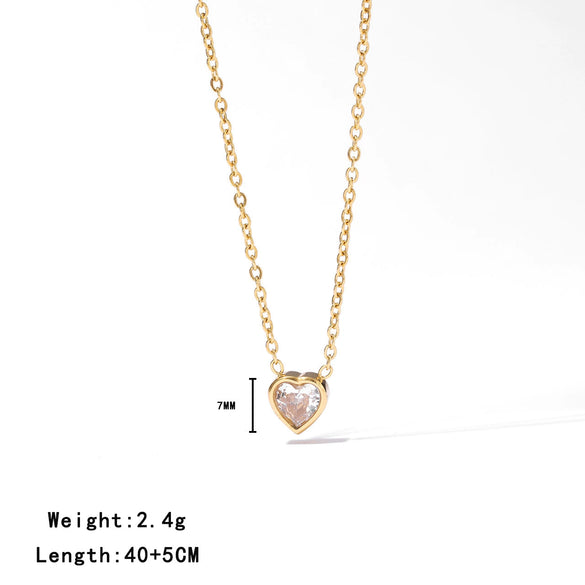Wholesale Titanium Steel Heart Pendant Necklace For Women Electroplated Minimalist O Chain