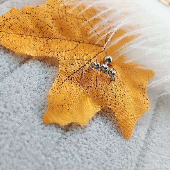 Wholesale Titanium Steel Heart Shape Diamond Ear Bone Nail Piercing Jewelry