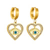 Wholesale Titanium Steel Heart Shape Diamondembedded Electroplated Women's Fashion Pendant Earrings