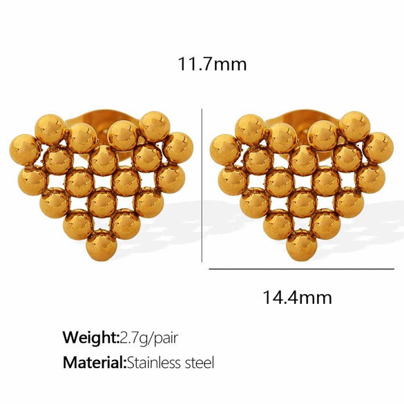 Wholesale 316L Stainless Steel Heart Shape Electroplated Earrings For Women