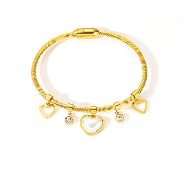 Wholesale Titanium Steel Heart Shape Electroplated Handmade Women's Retro Style Bracelet