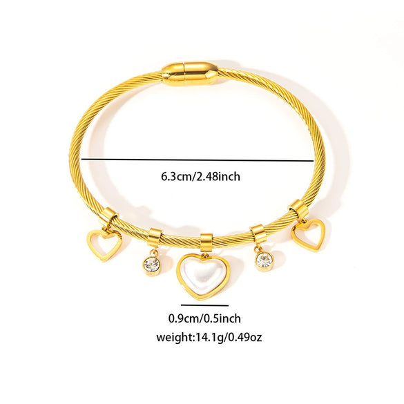 Wholesale Titanium Steel Heart Shape Electroplated Handmade Women's Retro Style Bracelet