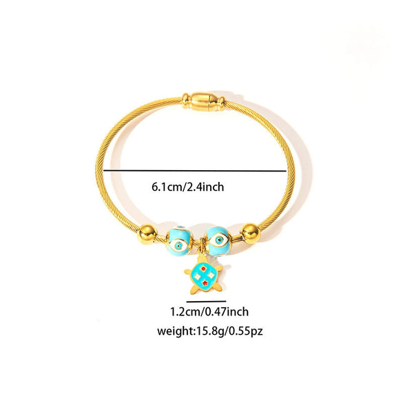 Wholesale Titanium Steel Heart Shape Electroplated Handmade Women's Retro Style Bracelet
