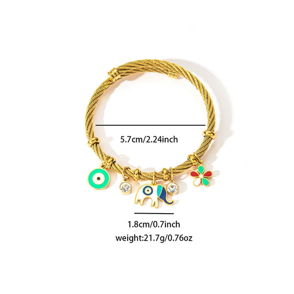 Wholesale Titanium Steel Heart Shape Electroplated Handmade Women's Retro Style Bracelet