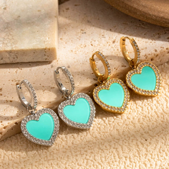 Wholesale Titanium Steel Heart Shape Electroplated Women's Earrings Simple And Light Luxury Design