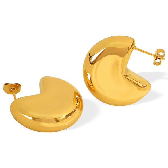 Wholesale 316L Stainless Steel Heart Shape Electroplated Women's Semiround Fashion Simple Cold Style Earrings