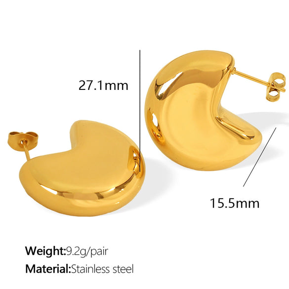 Wholesale 316L Stainless Steel Heart Shape Electroplated Women's Semiround Fashion Simple Cold Style Earrings