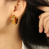 Wholesale 316L Stainless Steel Heart Shape Electroplated Women's Semiround Fashion Simple Cold Style Earrings