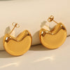 Wholesale 316L Stainless Steel Heart Shape Electroplated Women's Semiround Fashion Simple Cold Style Earrings