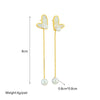 Wholesale Titanium Steel Heart Shape Goldplated Earrings With Love Chain Tassel And Pearl Hanging