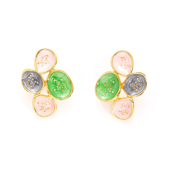 Wholesale Titanium Steel Heart Shape Light Luxury Electroplated Enamel Earrings For Women