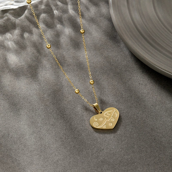 Wholesale Titanium Steel Heart Shape Love Clavicle Chain With Electroplating For Women