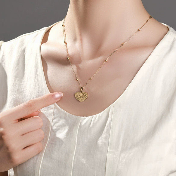 Wholesale Titanium Steel Heart Shape Love Clavicle Chain With Electroplating For Women