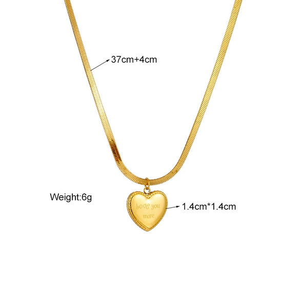 Wholesale Titanium Steel Heart Shape Pendant Snake Bone Chain Necklace For Women With Electroplating Design