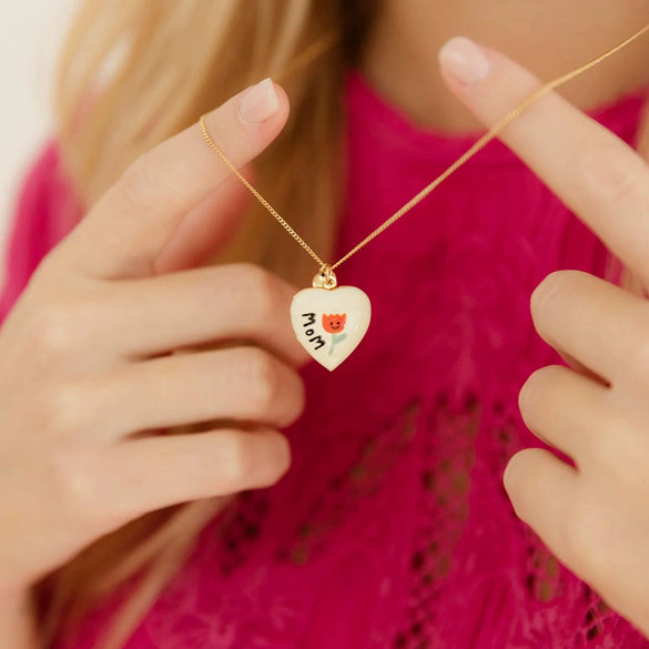 Wholesale Titanium Steel Heart Shaped Oil Dripping Print Openable Photo Album Necklace With Zircon Electroplated Real Gold Plated