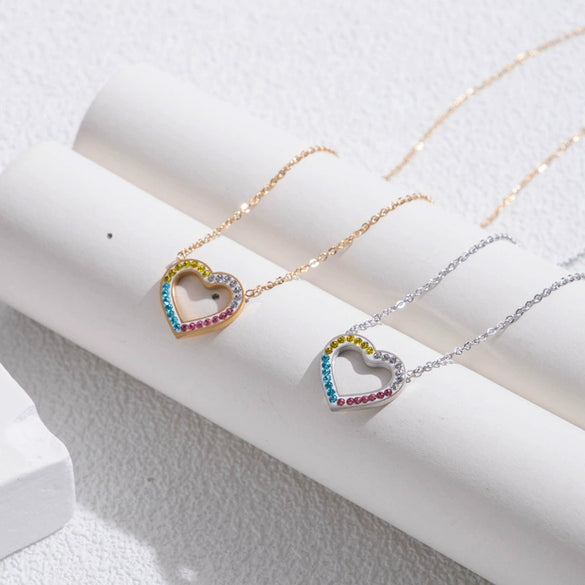 Wholesale Titanium Steel Heartshaped Bohemian Clavicle Chain With Electroplating