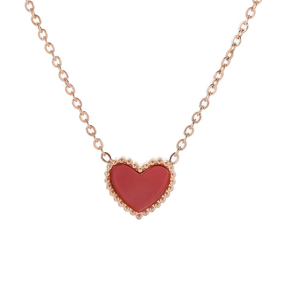 Wholesale Titanium Steel Heartshaped Doublesided Pendant Necklace For Women With 18K Rose Gold Plated And O Word Chain