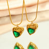 Wholesale 316L Stainless Steel Heartshaped Embossed Diamondinlaid Clavicle Chain Necklace Electroplated Women's Jewelry