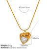 Wholesale 316L Stainless Steel Heartshaped Embossed Diamondinlaid Clavicle Chain Necklace Electroplated Women's Jewelry