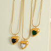 Wholesale 316L Stainless Steel Heartshaped Embossed Diamondinlaid Clavicle Chain Necklace Electroplated Women's Jewelry