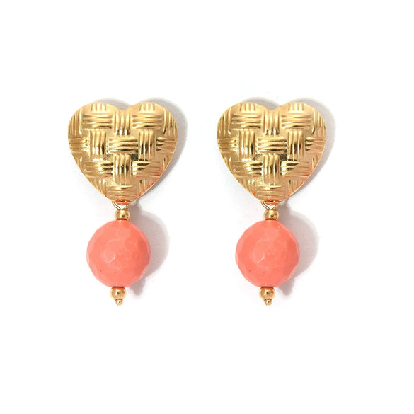 Wholesale Titanium Steel Heartshaped Geometric Minimalist Electroplated Women's Earrings