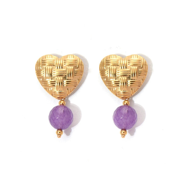 Wholesale Titanium Steel Heartshaped Geometric Minimalist Electroplated Women's Earrings