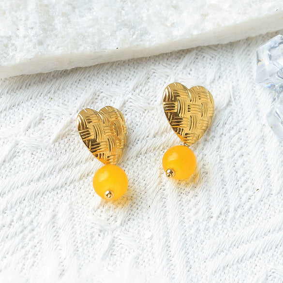 Wholesale Titanium Steel Heartshaped Geometric Minimalist Electroplated Women's Earrings