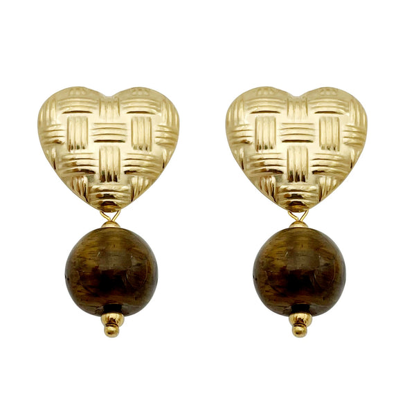 Wholesale Titanium Steel Heartshaped Geometric Minimalist Electroplated Women's Earrings