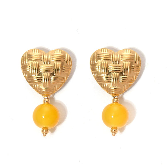 Wholesale Titanium Steel Heartshaped Geometric Minimalist Electroplated Women's Earrings