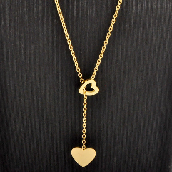 Wholesale Titanium Steel Heartshaped Pendant Necklace With Electroplating Cartoon Style For Women