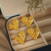 Wholesale 316L Stainless Steel Heartshaped Wave Pattern Electroplated Women's Ear Studs
